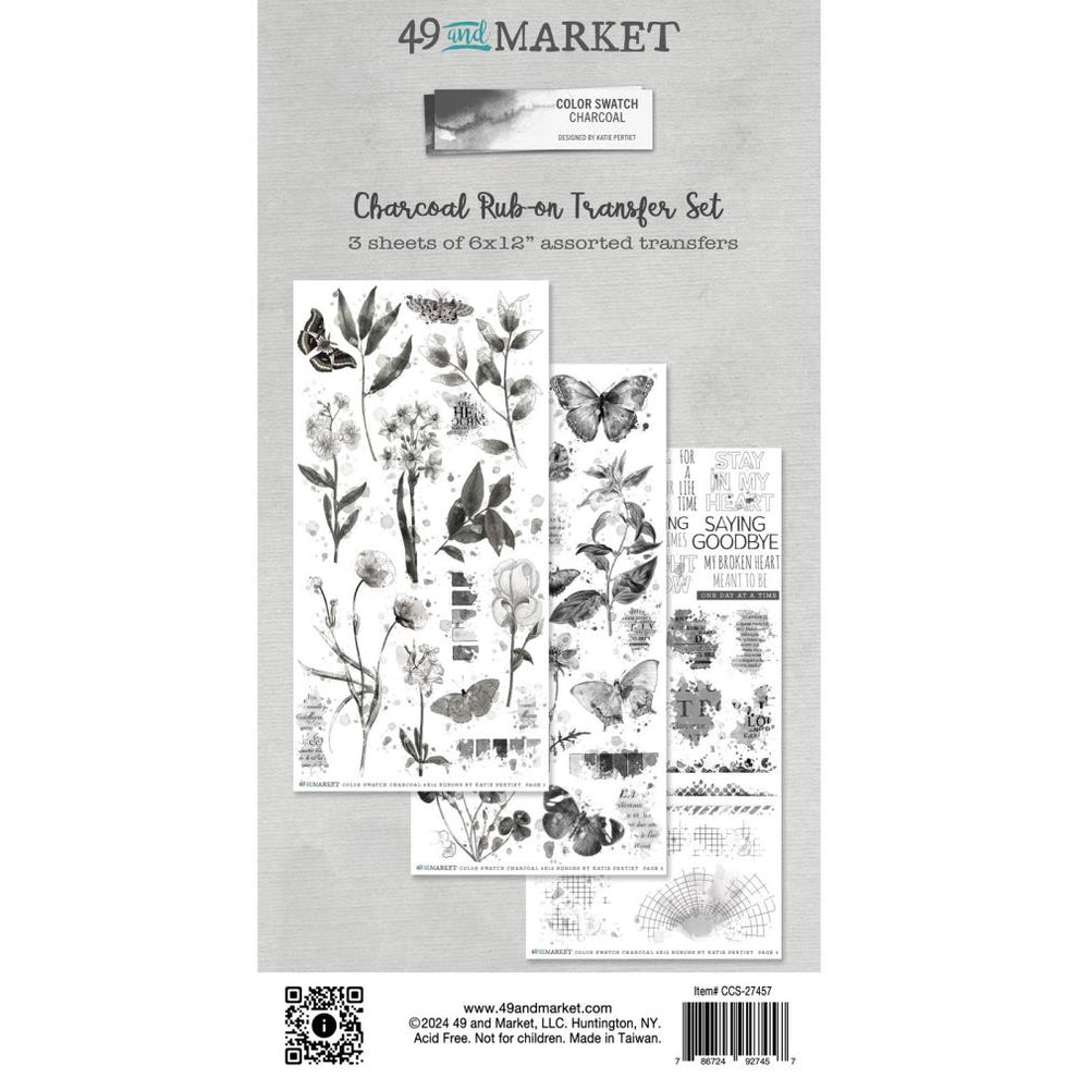 49 & Market Color Swatch Charcoal 6 X 12 Rub-On Transfer Set