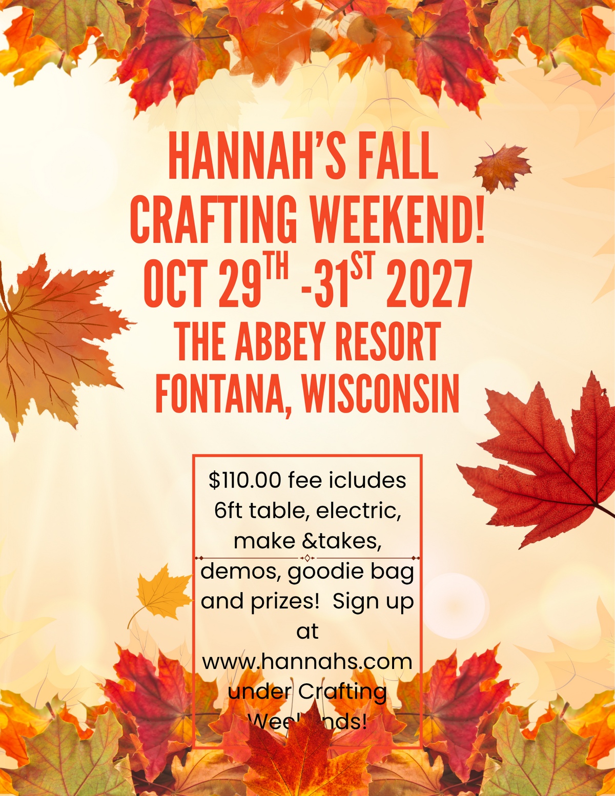 Fall Crafting Weekend PAID IN FULL