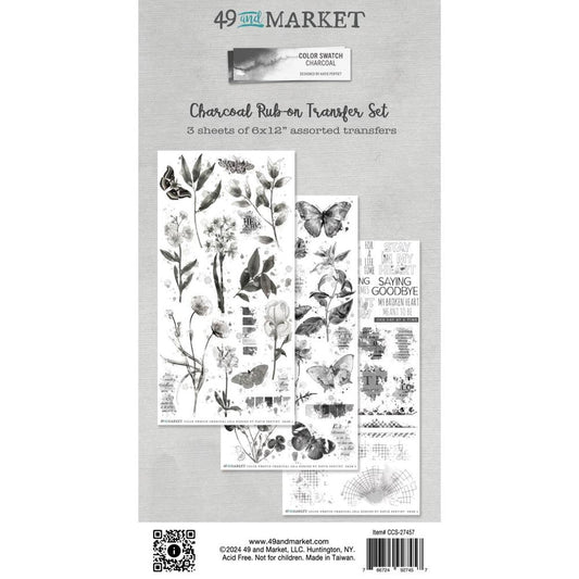 49 & Market Color Swatch Charcoal 6 X 12 Rub-On Transfer Set