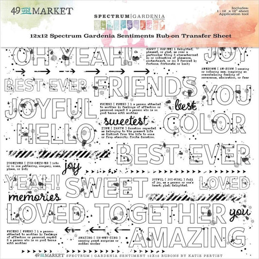 49 and Market - Spectrum Gardenia Collection - 12 x 12 Rub-on Transfers - Sentiments