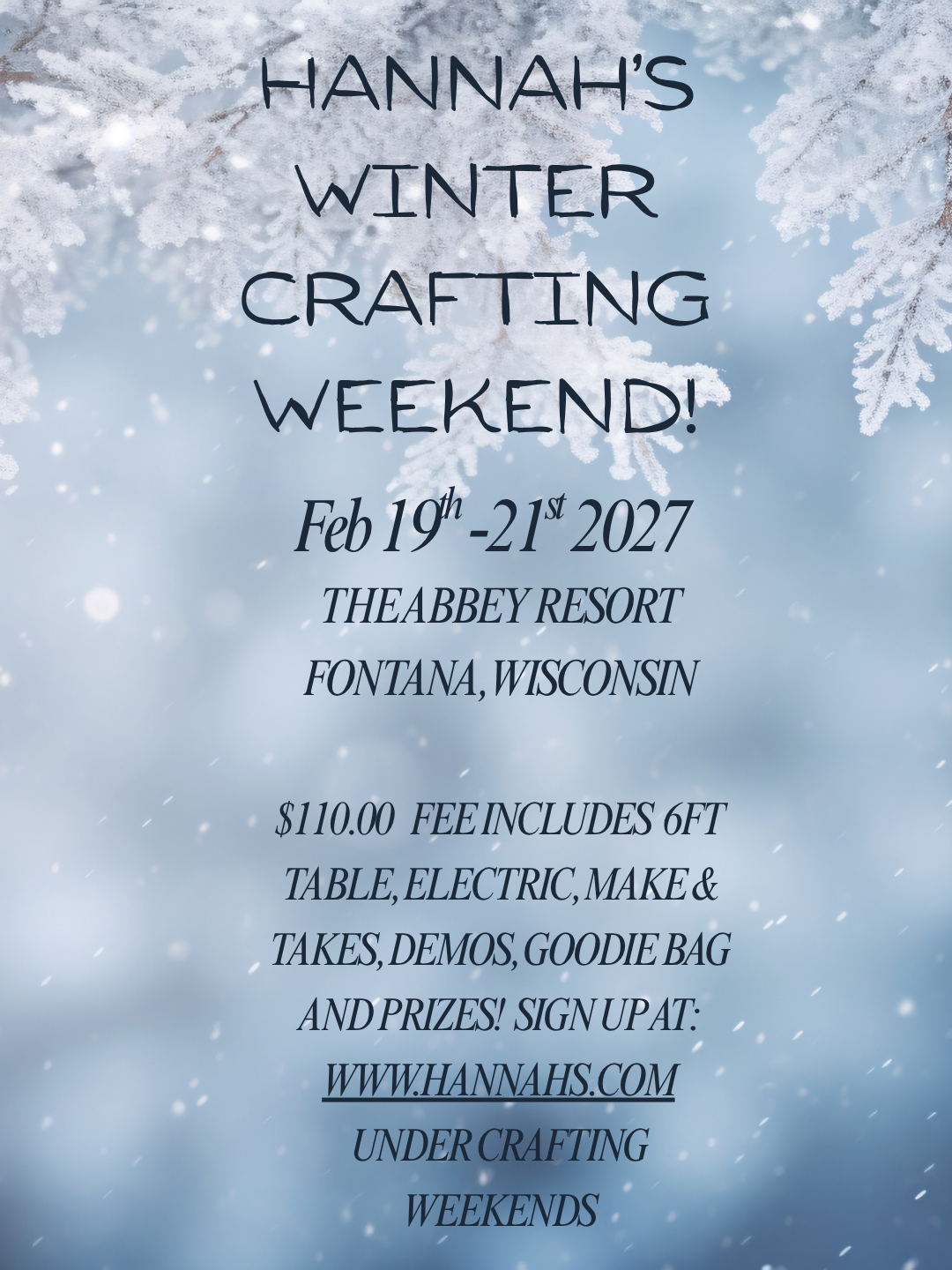 Winter Crafting Weekend BALANCE DUE